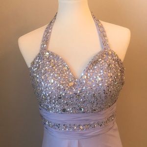 Pumpernickel evening gown with silver sequins